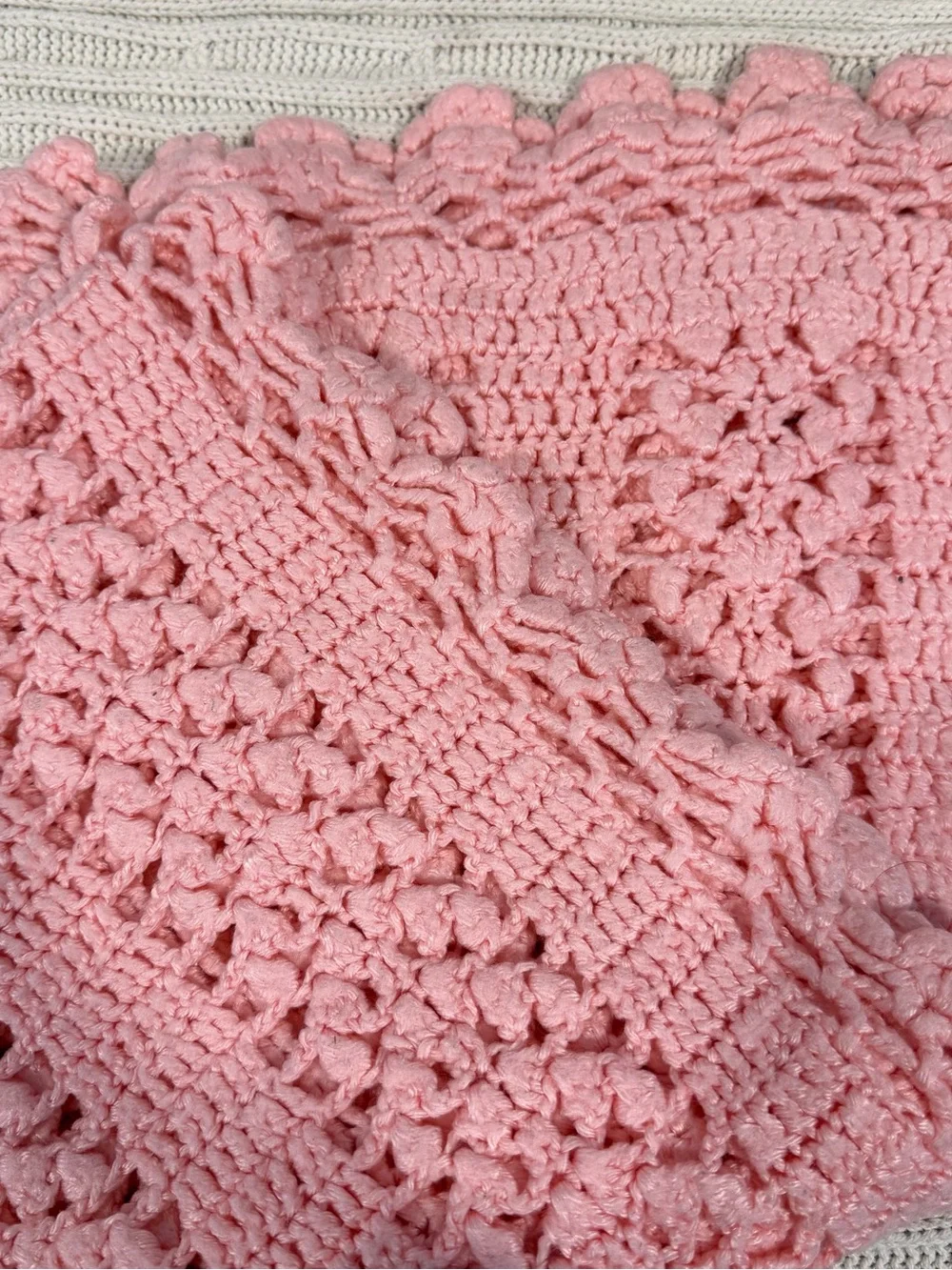 Soft Pink Crochet blanket -baby  Accessory